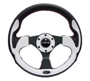 NRG Reinforced Steering Wheel (320mm) Blk w/White Trim & 4mm 3-Spoke NRG Steering Wheels