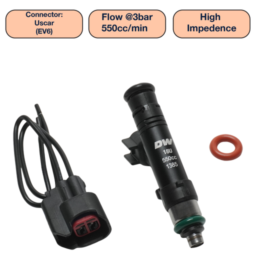 DeatschWerks Universal 550cc Single Fuel Injector / 60mm Length / 14mm O-Ring Seals DeatschWerks Fuel Injectors - Single