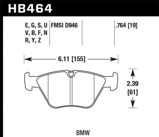 Hawk 01-05 BMW 330Ci 3.0L Base Front ER-1 Brake Pads Hawk Performance Brake Pads - Racing