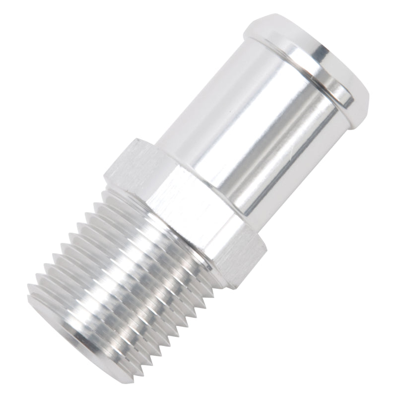Edelbrock Hose End Straight 1/2In NPT to 3/4In Barb Clear Anodize Edelbrock Fittings