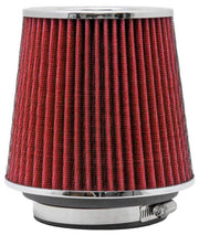 K&N Universal Air Filter Chrome Round Tapered Red - 4in Flange ID x 1.125in Flange Length x 5.5in H K&N Engineering Air Filters - Universal Fit
