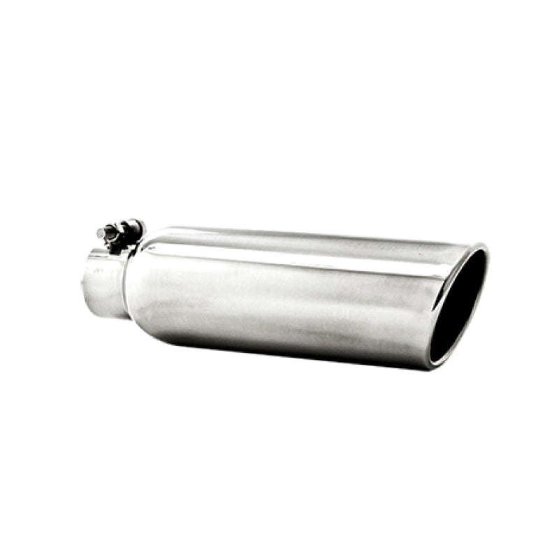 MBRP Universal Tip 3.5in OD 2.25in Inlet 12in L Angled Cut Rolled End Clampless No-Weld T304 MBRP Steel Tubing