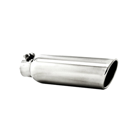 MBRP Universal Tip 3.5in OD 2.25in Inlet 12in L Angled Cut Rolled End Clampless No-Weld T304 MBRP Steel Tubing