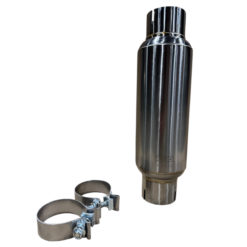 Kooks 3in Round Clamp In Muffler 10in Long Body Polished Stainless Steel Kooks Headers Muffler