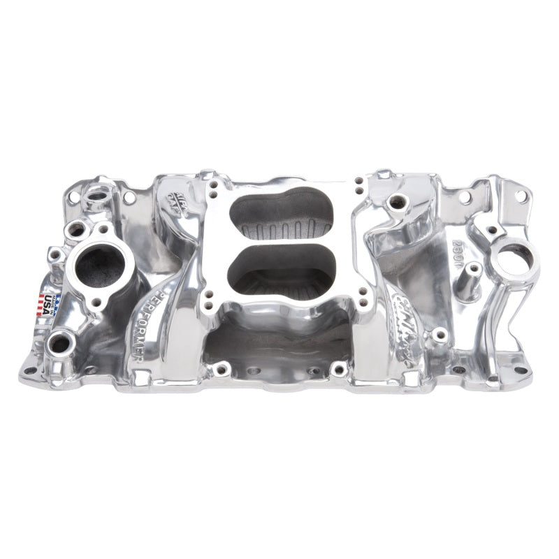 Edelbrock SBC Perf Air Gap Manifold Polished Edelbrock Intake Manifolds