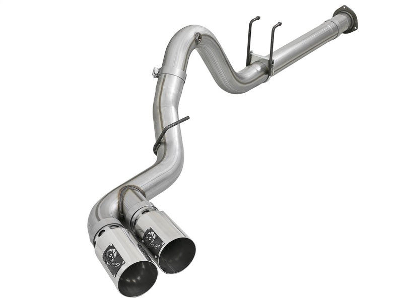 aFe Rebel XD 4in SS Down-Pipe Back Exhaust w/Dual Polished Tips 17-18 Ford Diesel Trucks V8-6.7L(td) aFe DPF Back