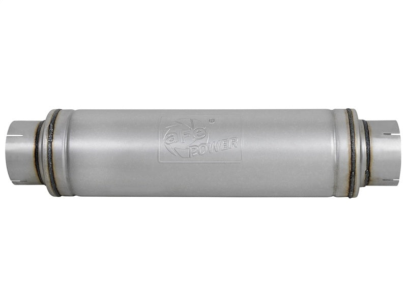 aFe ATLAS Aluminized Steel Muffler 5in Center/Center 24in L x 7in Diameter - Round Body aFe Muffler