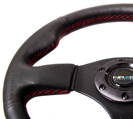 NRG Reinforced Steering Wheel (320mm) Leather w/Red Stitch NRG Steering Wheels