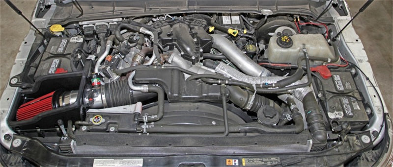 Spectre 11-14 Ford F-Series SD V8-6.7L DSL Air Intake Kit - Polished w/Red Filter Spectre Cold Air Intakes