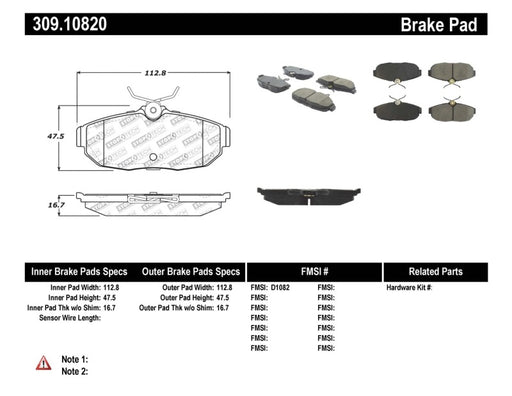 StopTech Performance 05-09 Ford Mustang Cobra/Mach 1 V6/GT / 10 Shelby/Shelby GT Rear Brake Pads Stoptech Brake Pads - Performance