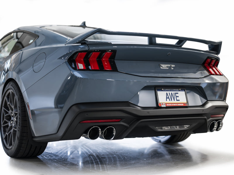 AWE 2024 Ford Mustang GT Fastback S650 RWD Track Edition Cat-Back Exhaust w/ Quad Chrome Silver Tips AWE Tuning Catback