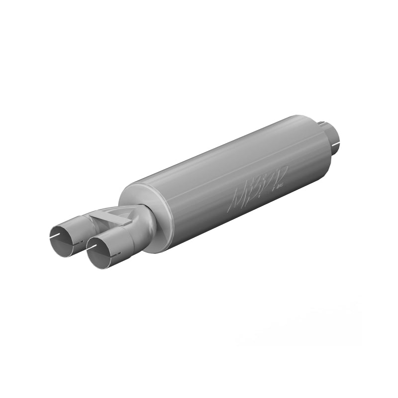 MBRP Universal Muffler 3in Inlet/Dual 2.5in Outlet 30in Length T409 SS Mild Tone (NO DROPSHIP) MBRP Steel Tubing