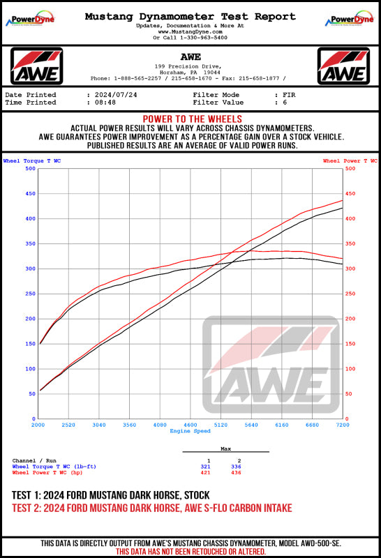 AWE Tuning 24-26 Ford S650 Mustang GT/Dark Horse S-FLO Carbon Intake AWE Tuning Cold Air Intakes