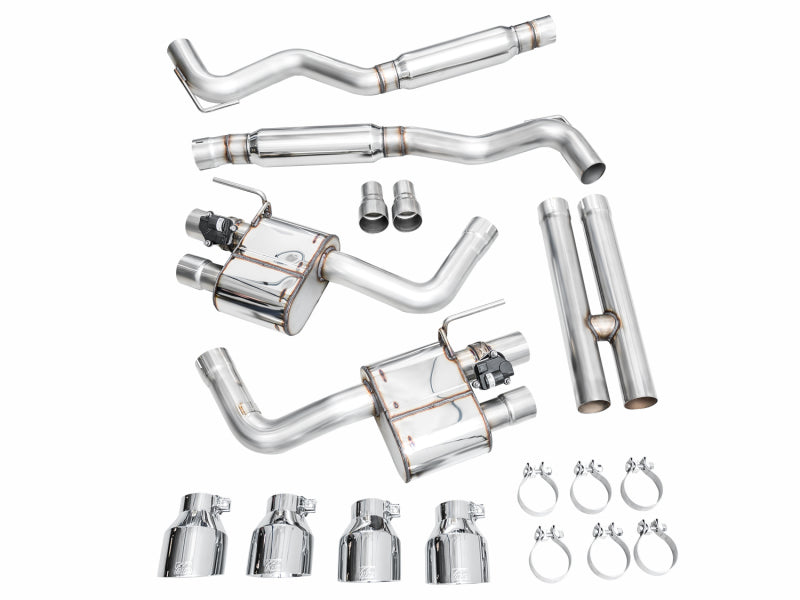AWE 2024 Ford Mustang Dark Horse S650 RWD SwitchPath Catback Exhaust w/ Quad Chrome Silver Tips AWE Tuning Catback