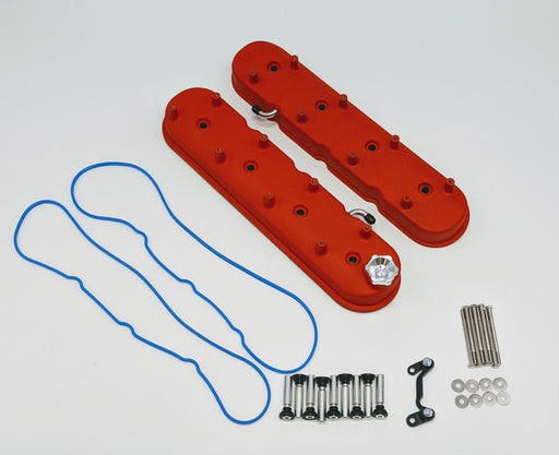 Granatelli 96-22 GM LS Tall Valve Cover w/Integral Angled Coil Mounts - Red Wrinkle (Pair) Granatelli Motor Sports Valve Covers