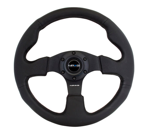 NRG Reinforced Steering Wheel (320mm) Black Leather w/Black Stitching NRG Steering Wheels