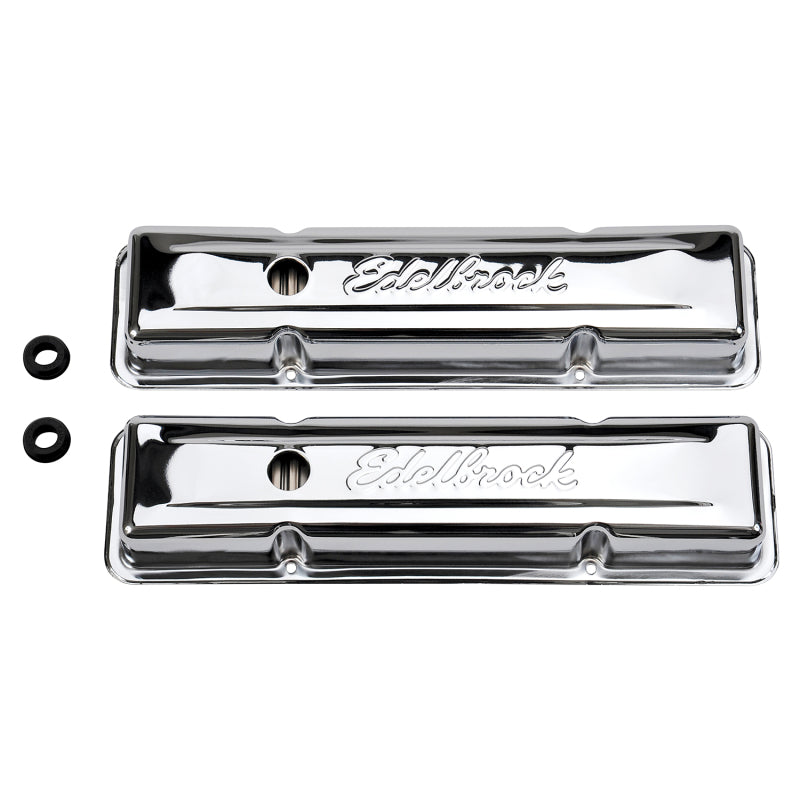 Edelbrock Valve Cover Signature Series Chevrolet 1959-1986 262-400 CI V8 Low Chrome Edelbrock Valve Covers