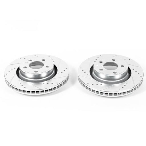 Power Stop 15-19 Ford Mustang Front Evolution Drilled & Slotted Rotors - Pair PowerStop Brake Rotors - Slot & Drilled