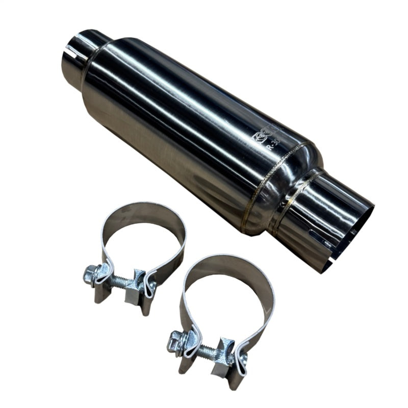 Kooks 3in Round Clamp In Muffler 10in Long Body Polished Stainless Steel Kooks Headers Muffler