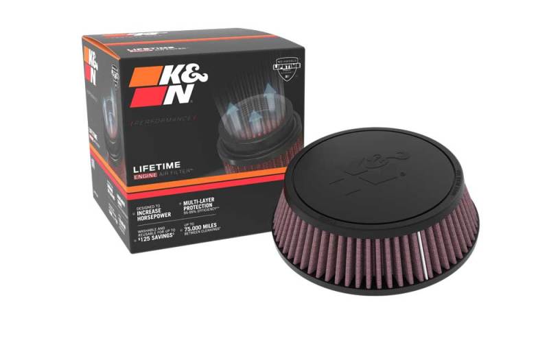 K&N Universal Rubber Filter 0.75in FLG 4.0625in OD 2.1875in Height K&N Engineering Air Filters - Universal Fit