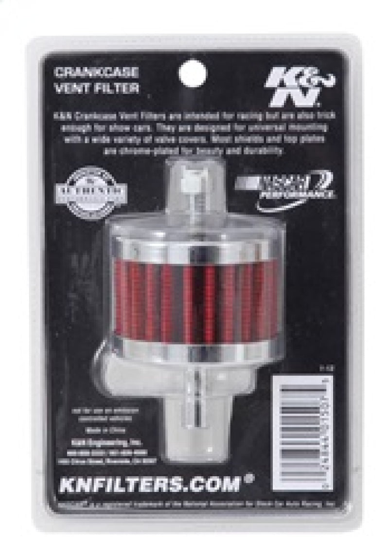 K&N Steel Base Crankcase Vent Filter 3/8in OD Tube 2in OD 1-1/2in Height K&N Engineering Air Filters - Universal Fit