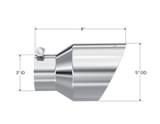 MBRP Universal T304 Stainless Steel Tip 3on ID / 5in OD Out / 8in Length Angle Cut Dual Wall MBRP Tips