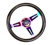 NRG Classic Wood Grain Steering Wheel (350mm) Black Sparkle/Galaxy Color w/Neochrome 3-Spoke NRG Steering Wheels