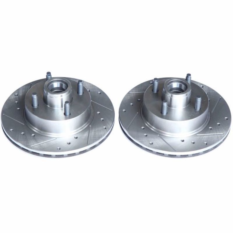 Power Stop 1979 Ford Mustang Front Evolution Drilled & Slotted Rotors - Pair PowerStop Brake Rotors - Slot & Drilled