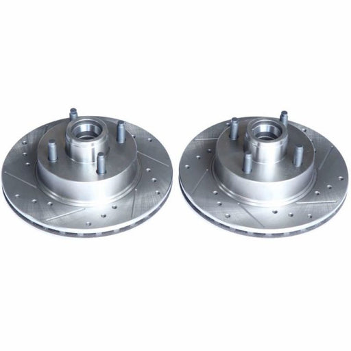 Power Stop 1979 Ford Mustang Front Evolution Drilled & Slotted Rotors - Pair PowerStop Brake Rotors - Slot & Drilled