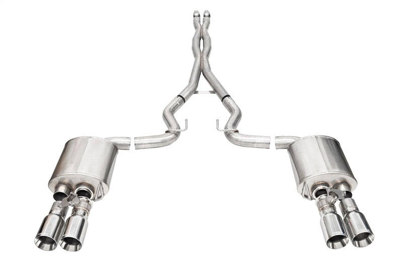 Corsa 24+ Ford Mustang V8 5.0L 3in Cat-Back Exhaust System w/ Twin 4in Polished Straight Tips CORSA Performance Catback