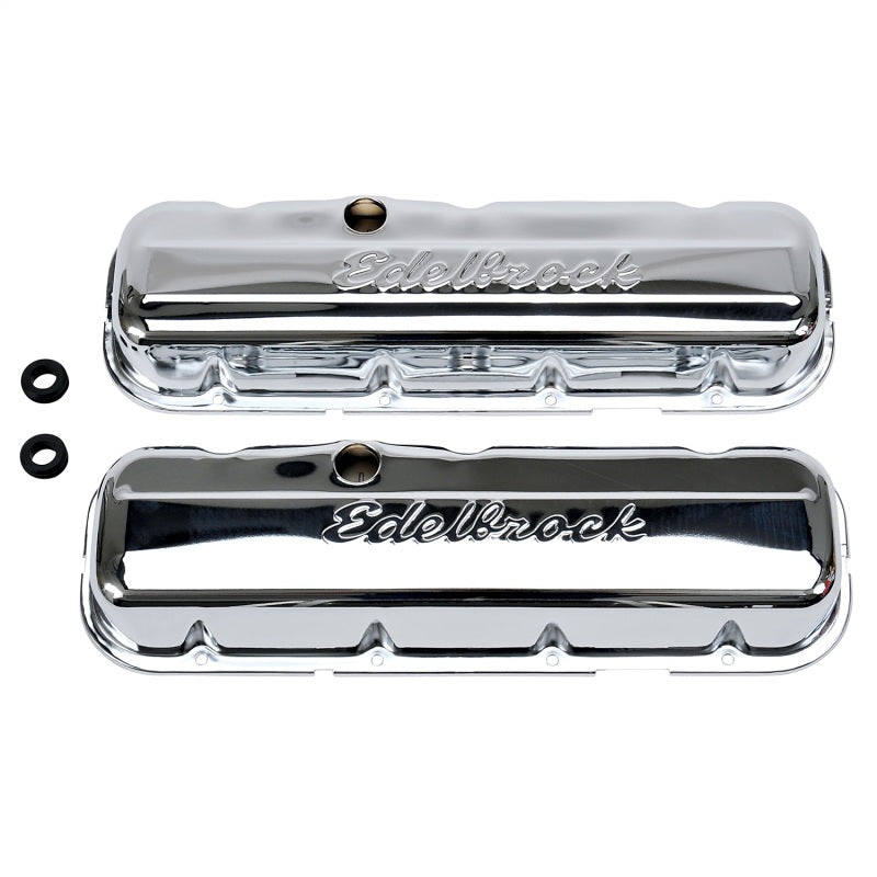 Edelbrock Valve Cover Signature Series Chevrolet 1965 and Later 396-502 V8 Low Chrome Edelbrock Valve Covers