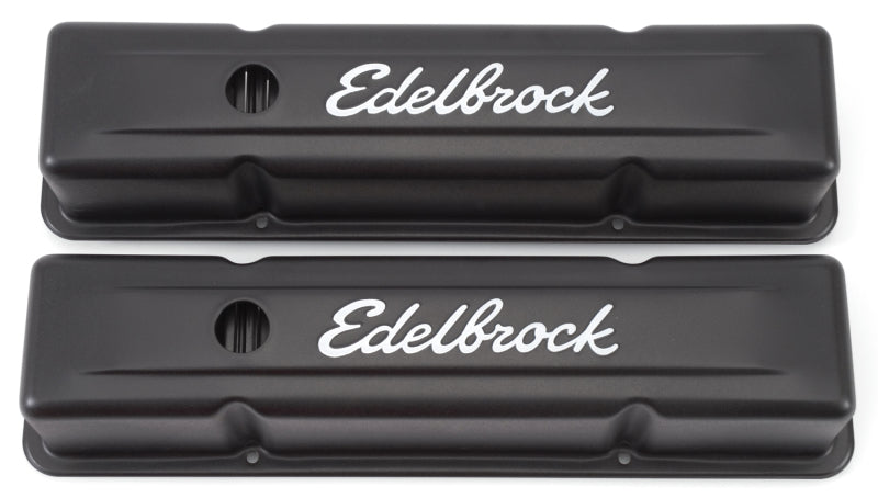 Edelbrock Valve Cover Signature Series Chevrolet 1959-1986 262-400 CI V8 Tall Black Edelbrock Valve Covers