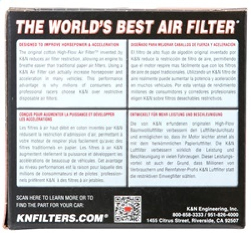 K&N Universal Rubber Filter 2 inch Top OD / 3.5 inch Base OD / 2.25 inch Flange ID / 4 inch Height K&N Engineering Air Filters - Universal Fit