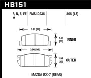 Hawk 1985 Mazda RX-7 1.1L GS Rear ER-1 Brake Pads Hawk Performance Brake Pads - Racing