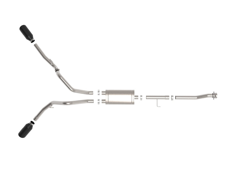 aFe Vulcan 3in 304 SS Cat-Back Exhaust 2021 Ford F-150 V6 2.7L/3.5L (tt)/V8 5.0L w/ Black Tips aFe Catback