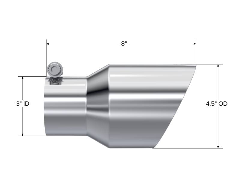 MBRP Universal Tip 4.5in O.D. Dual Wall Angled 3in inlet 8in length T304 MBRP Tips