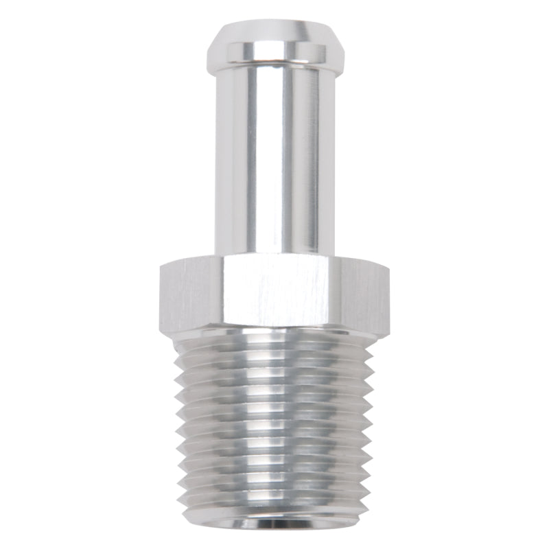 Edelbrock Hose End Straight 1/2In NPT to 1/2In Barb Clear Anodize Edelbrock Fittings
