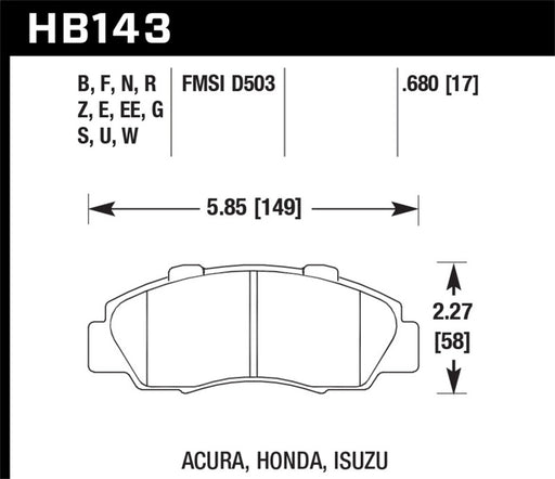 Hawk 97-98 Acura CL 3.0L Base Front ER-1 Brake Pads Hawk Performance Brake Pads - Racing