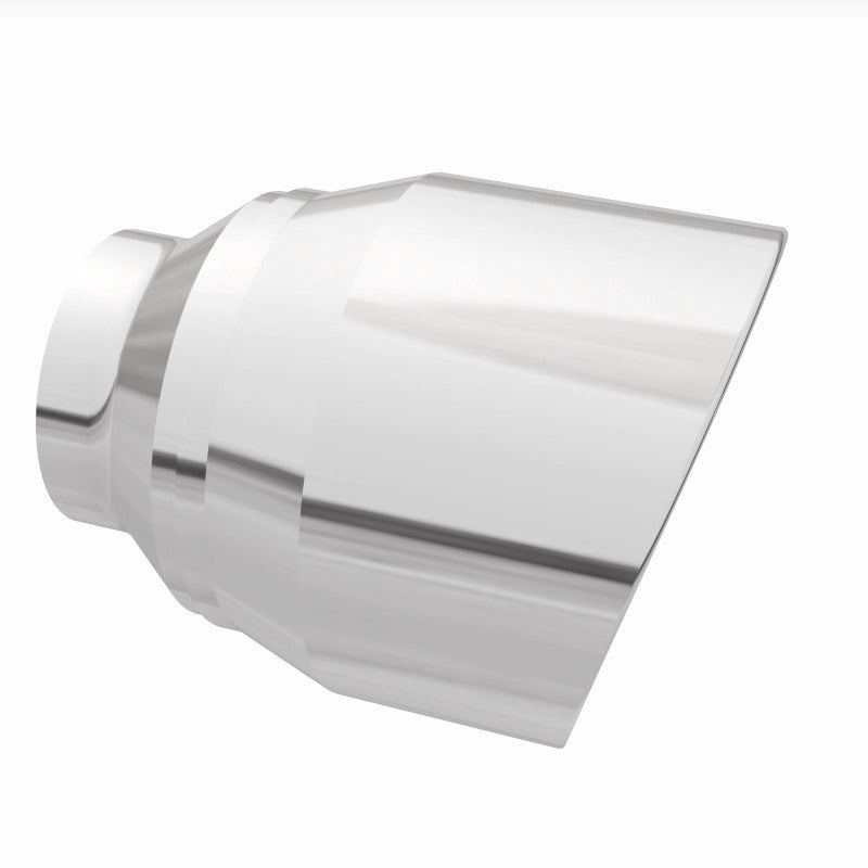 MagnaFlow Tip Stainless Double Wall Round Single Outlet Polished 4.5in DIA 2.5in Inlet 5.75in Length