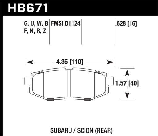 Hawk 13-16 Scion FR-S 2.0L Base OE Incl. Clips Shims Rear ER-1 Brake Pads Hawk Performance Brake Pads - Racing