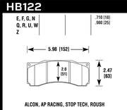 Hawk Alcon/AP Racing, StopTech Roush ER-1 Brake Pad Set Hawk Performance Brake Pads - Racing