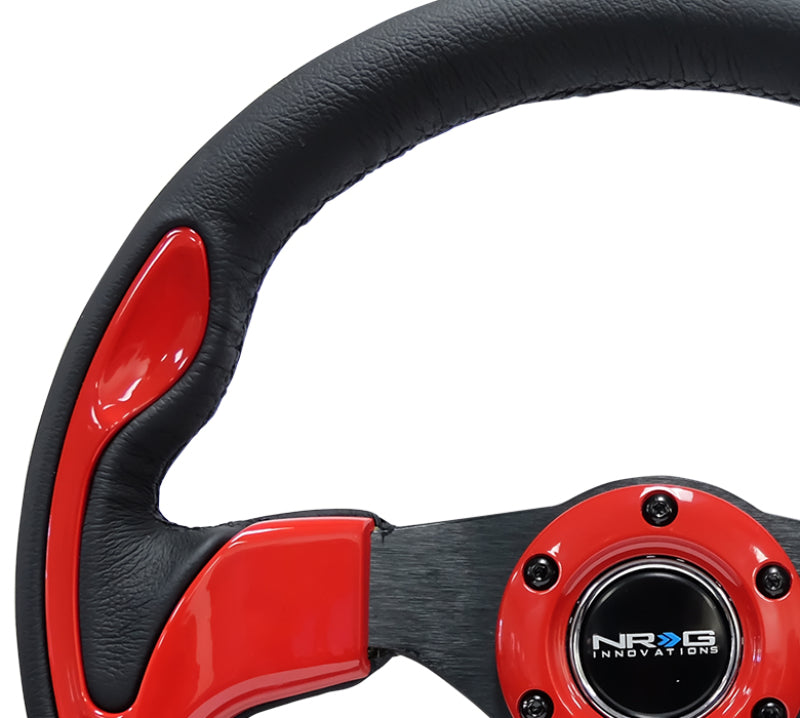 NRG Reinforced Steering Wheel (320mm) Blk w/Red Trim & 5mm 3-Spoke NRG Steering Wheels