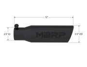 MBRP Universal Tip 3in O.D. Angled Rolled End 2 inlet 12 length - Black Finish MBRP Tips