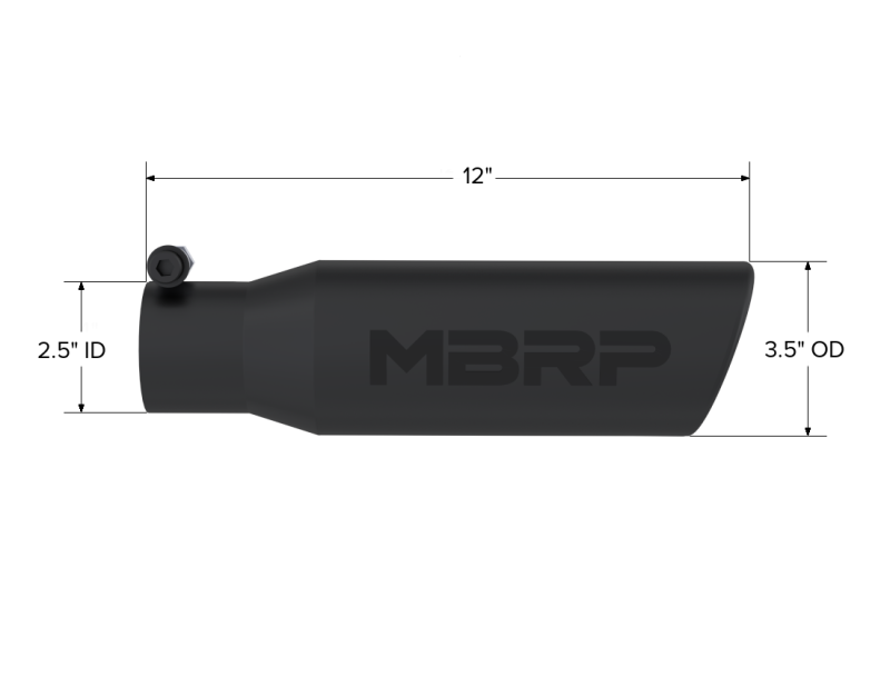 MBRP Universal Tip 3in O.D. Angled Rolled End 2 inlet 12 length - Black Finish MBRP Tips