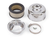 Edelbrock Air Cleaner 94 Series Round Steel Top 4 65In Dia X 3 125In 2 63In ID Raised Base Chrome Edelbrock Air Filters - Universal Fit