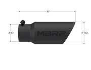 MBRP Universal Tip 4in OD 3in Inlet 10in Length Dual Wall Angled End Black MBRP Tips
