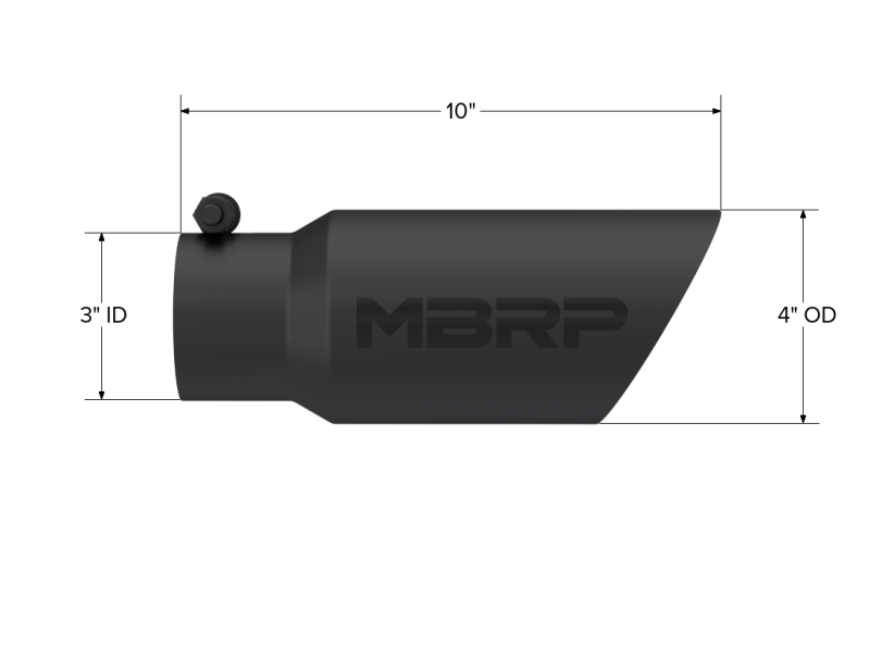 MBRP Universal Tip 4in OD 3in Inlet 10in Length Dual Wall Angled End Black MBRP Tips
