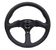 NRG Reinforced Steering Wheel (350mm / 2.5in. Deep) Blk Leather Comfort Grip w/5mm Matte Blk Spokes NRG Steering Wheels