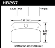 Hawk DTC-50 Brake Pads for Strange Caliper w/ 0.438in Center Hole Hawk Performance Brake Pads - Racing