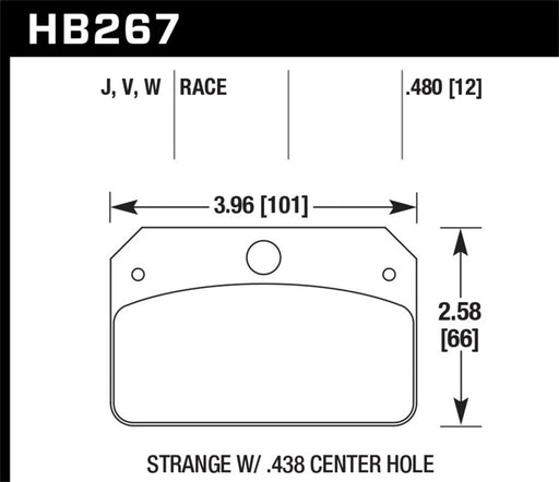 Hawk DTC-50 Brake Pads for Strange Caliper w/ 0.438in Center Hole Hawk Performance Brake Pads - Racing